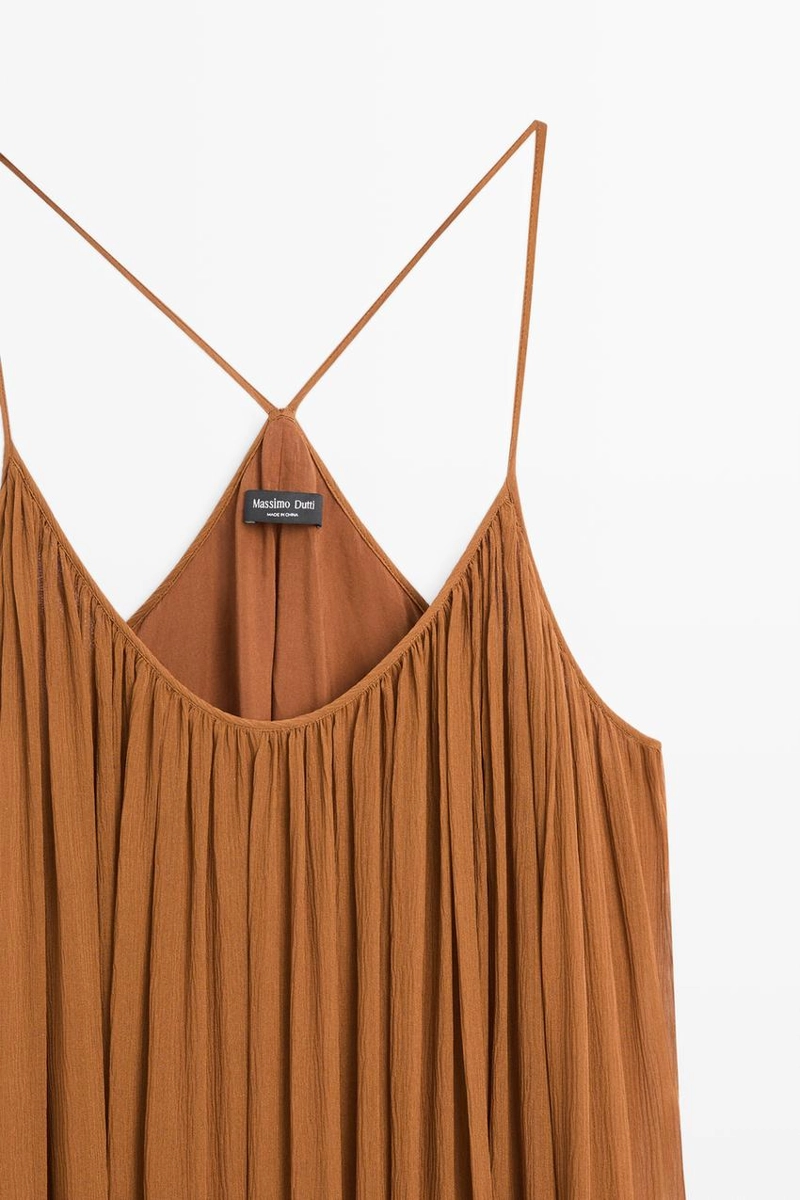 Платье миди сборками из 100% шелка