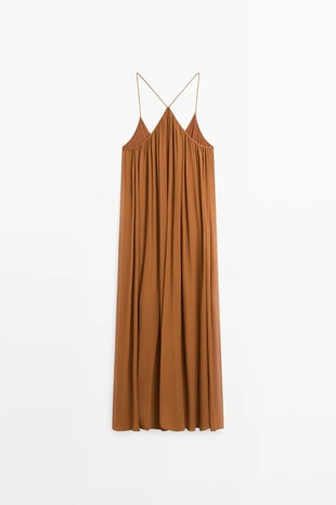 Платье миди сборками из 100% шелка- Заказать в России