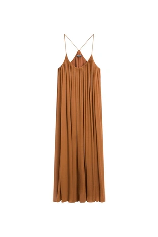 Платье миди сборками из 100% шелка- Заказать в России