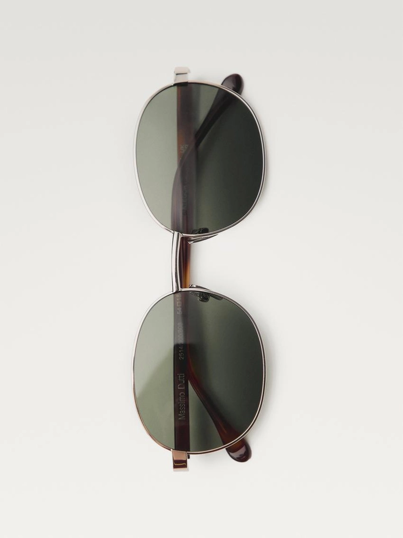 Солнцезащитные очки с круглой оправой из металла - эффект черепахового панциря