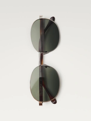 Солнцезащитные очки с круглой оправой из металла - эффект черепахового панциря- Заказать в России