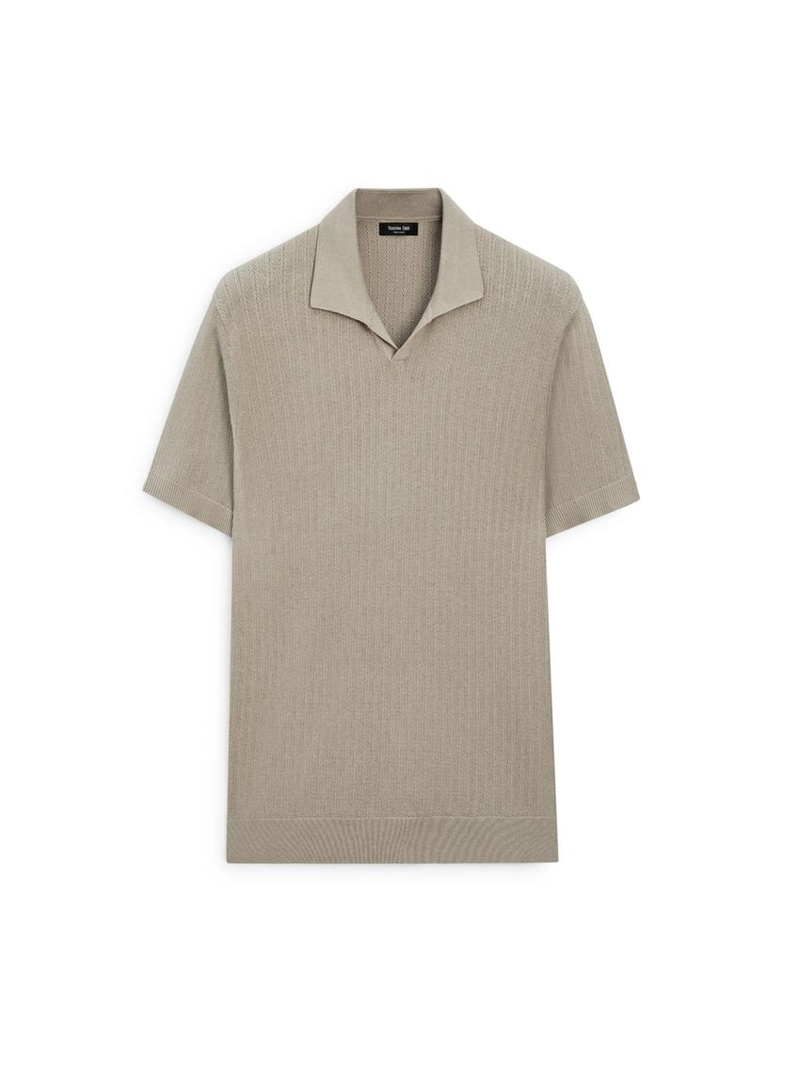 Поло-свитер с v-образным вырезом из хлопково-леновой смеси