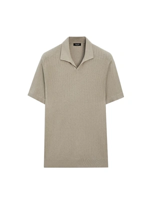 Поло-свитер с v-образным вырезом из хлопково-леновой смеси- Заказать в России