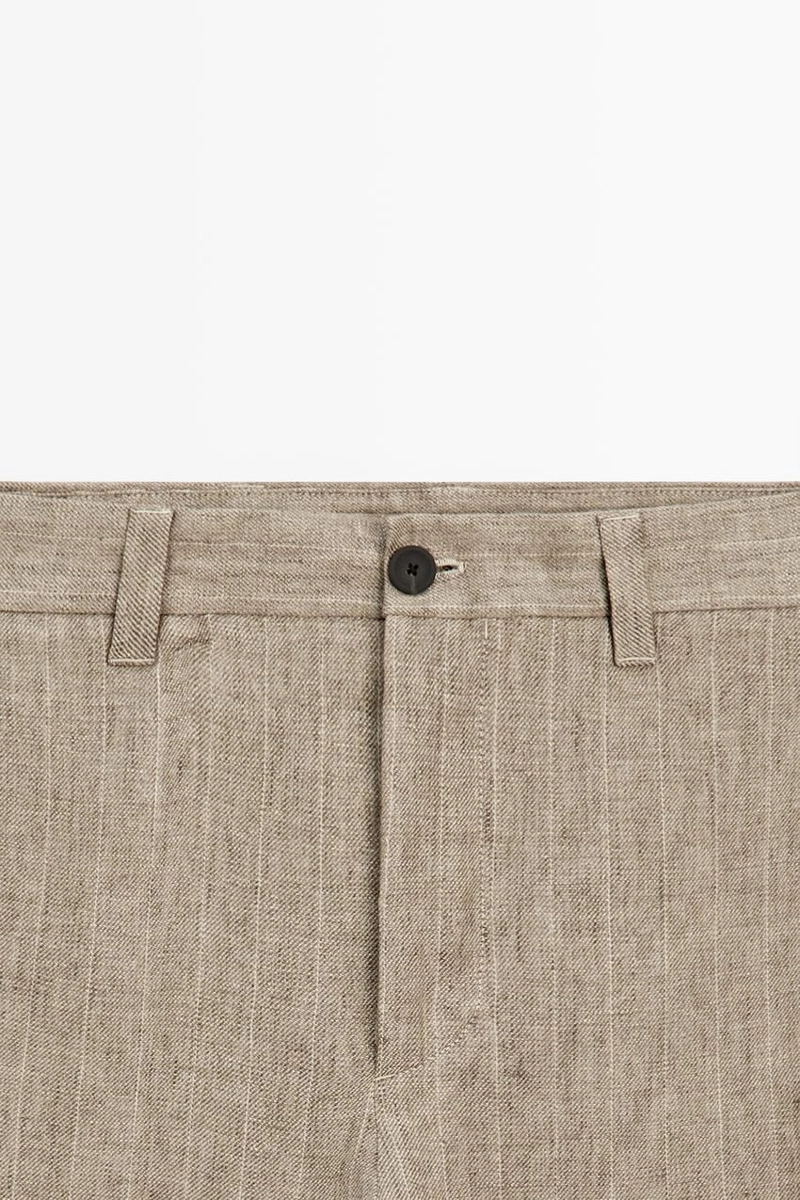 Брюки из 100% льна в полоску