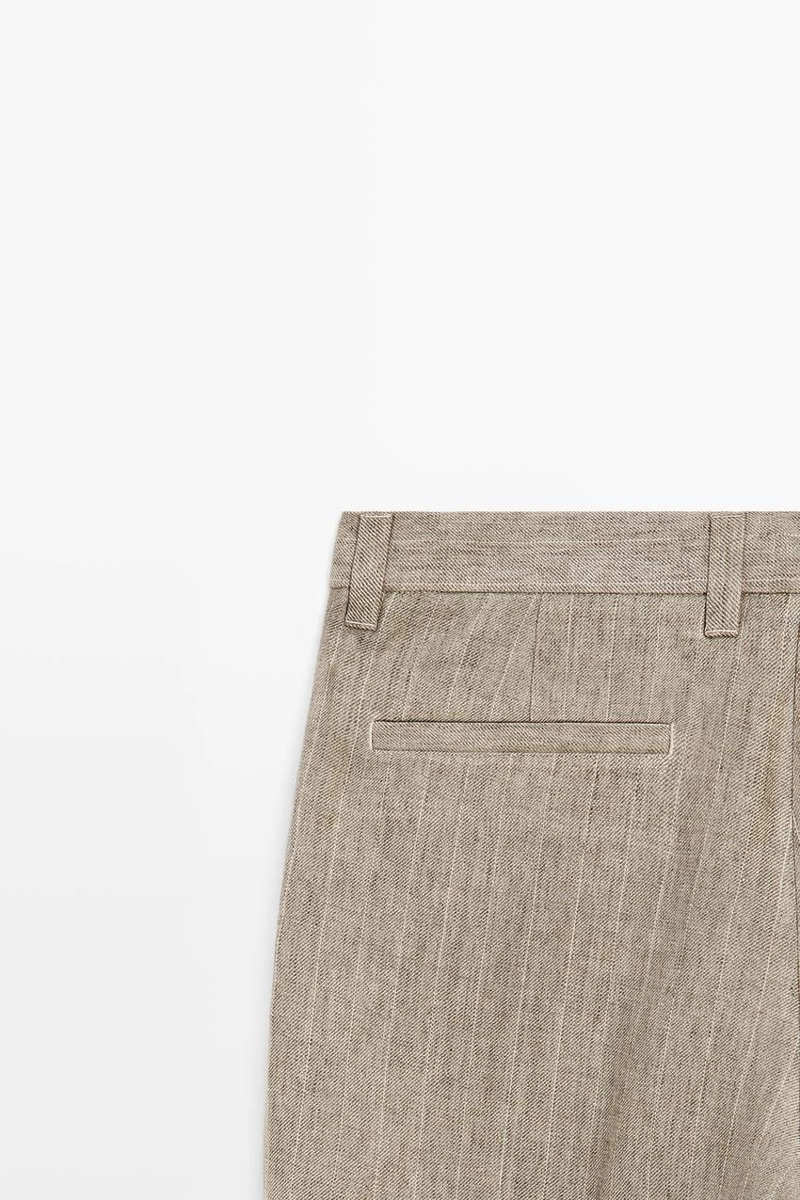 Брюки из 100% льна в полоску