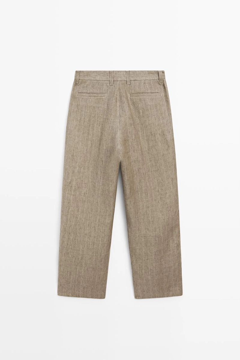 Брюки из 100% льна в полоску