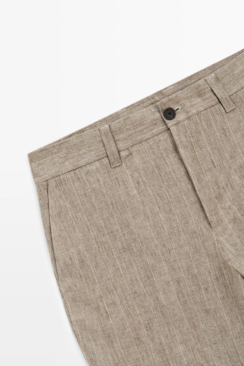 Брюки из 100% льна в полоску