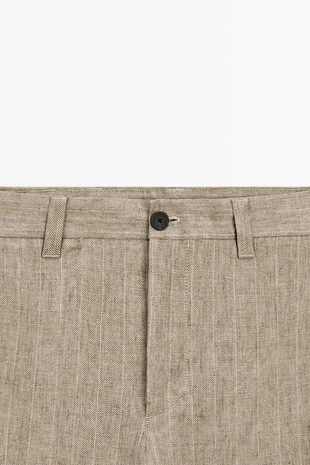 Брюки из 100% льна в полоску- Заказать в России