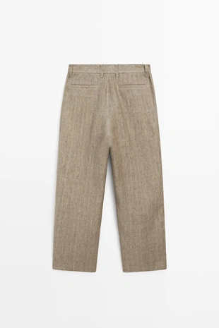 Брюки из 100% льна в полоску- Заказать в России