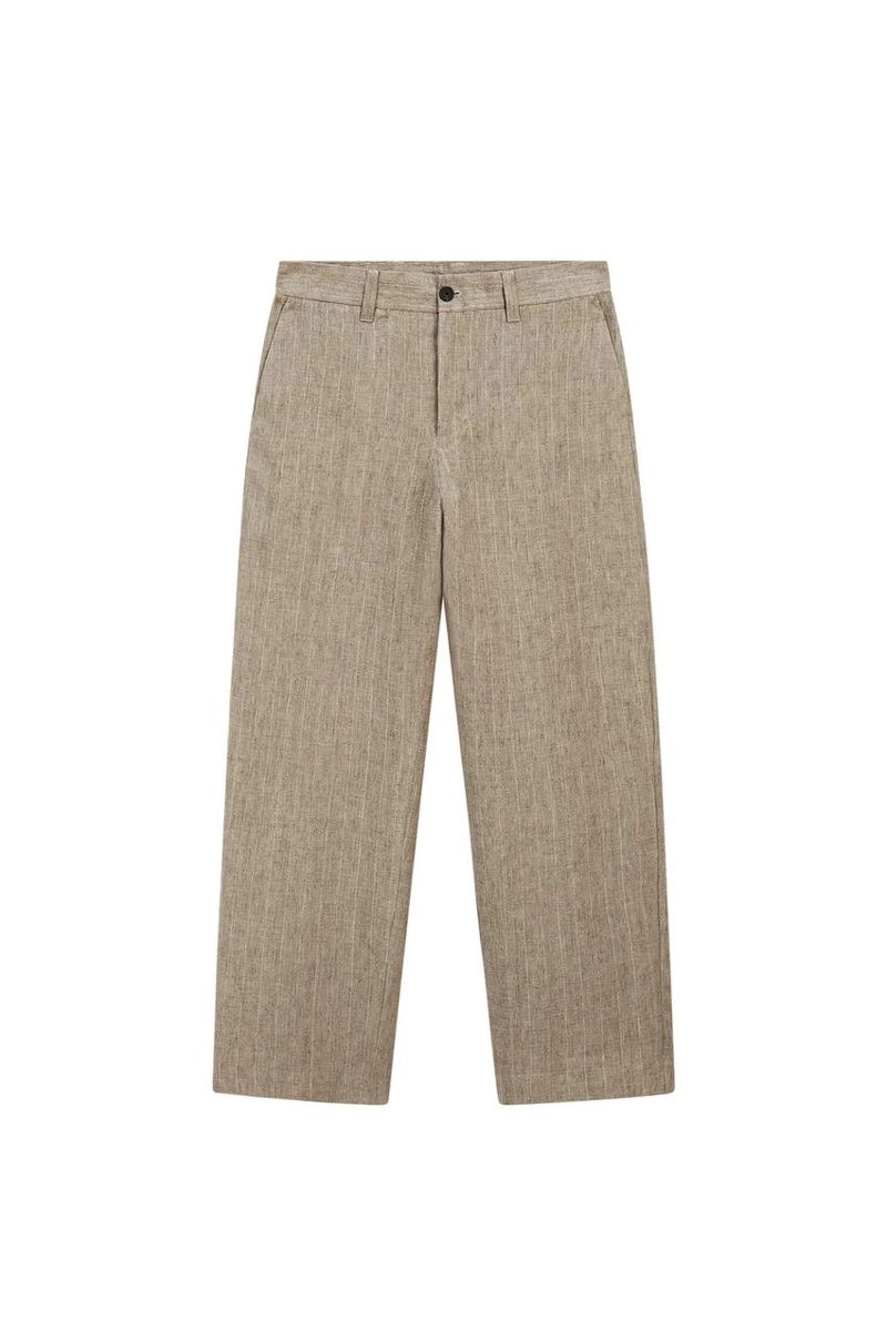 Брюки из 100% льна в полоску