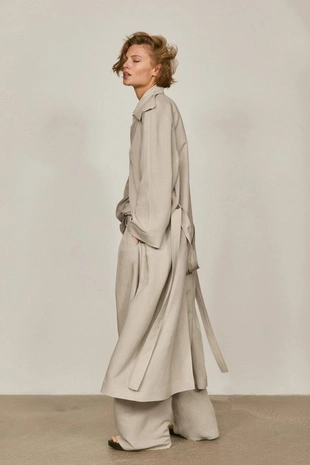 Плащ оверсайз из льняной смеси - лимитированная коллекция- Заказать в России