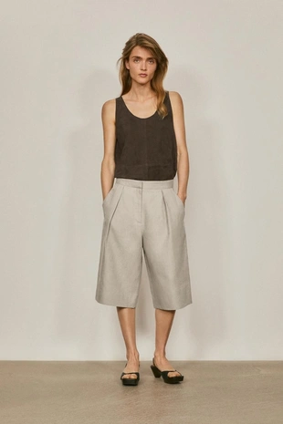 GREY | 5027/555/802 - Massimo Dutti Бермуды из льна с ластиком - лимитированная коллекция