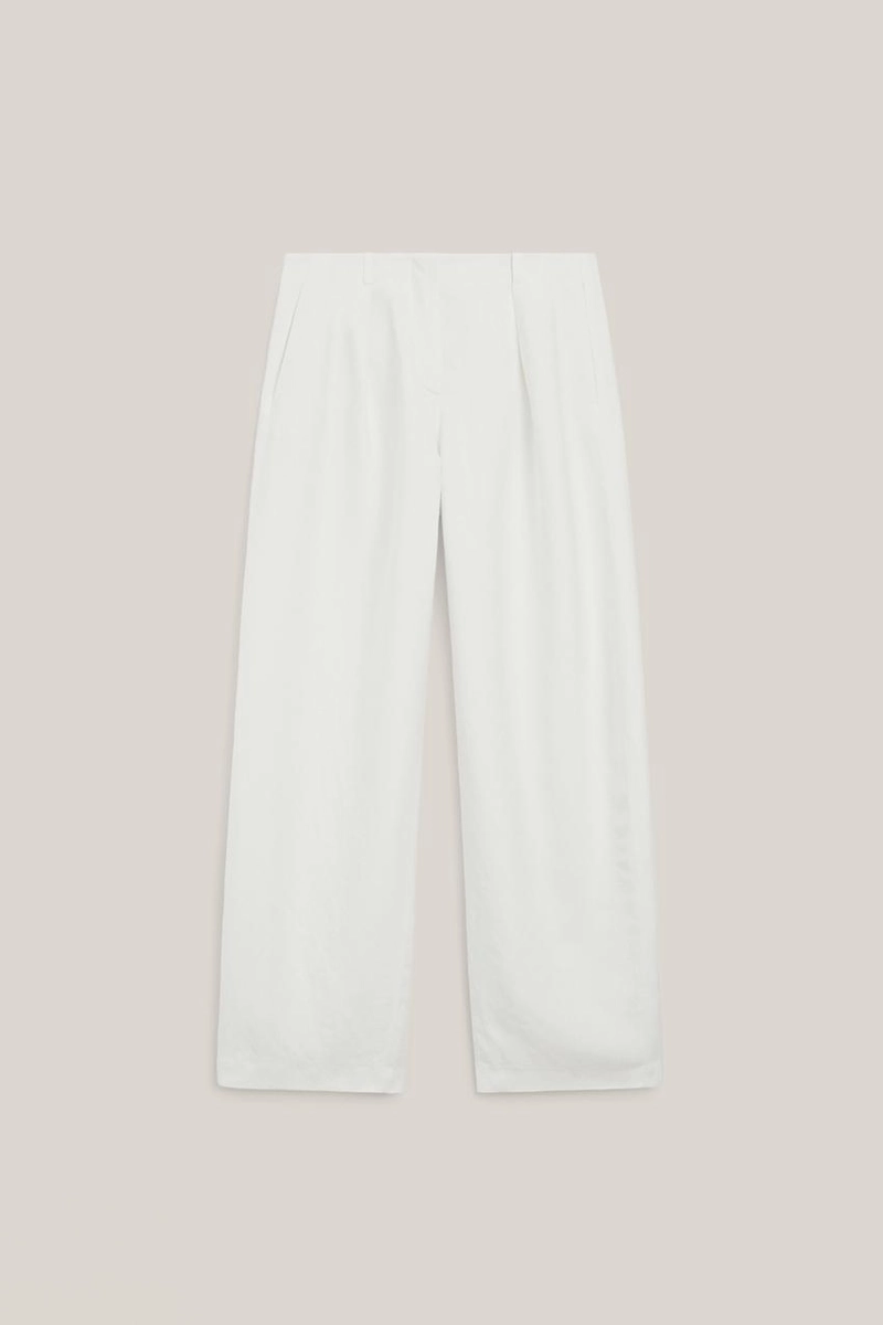 Брюки из льняной смеси с защипами - лимитированная коллекция