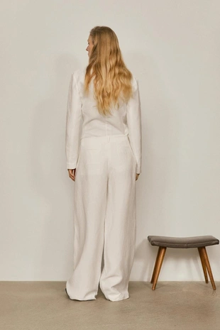 Брюки из льняной смеси с защипами - лимитированная коллекция- Заказать в России