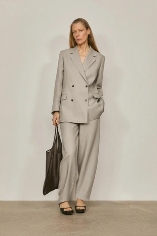 Брюки из льна с деталями на талии - limited edition- Заказать в России