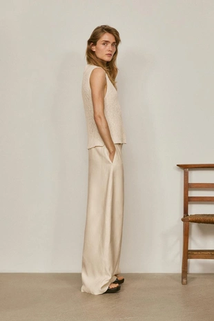 Топ с мокрым воротником из льняной смеси - лимитированное издание- Заказать в России