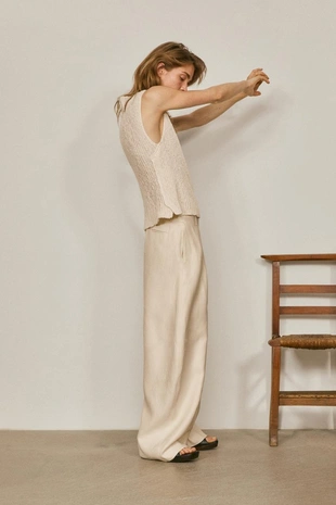 Топ с мокрым воротником из льняной смеси - лимитированное издание- Заказать в России