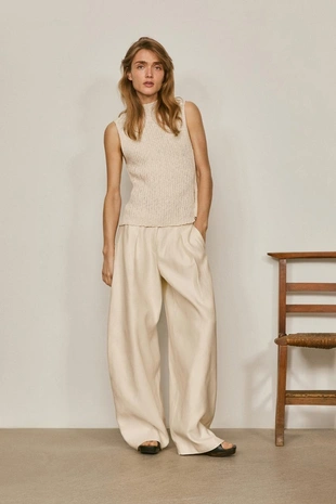 Топ с мокрым воротником из льняной смеси - лимитированное издание- Заказать в России