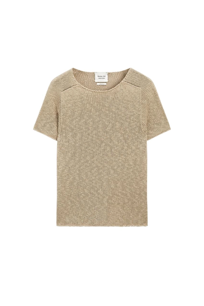 Кофта с короткими рукавами из текстурированной льняной смеси - limited edition