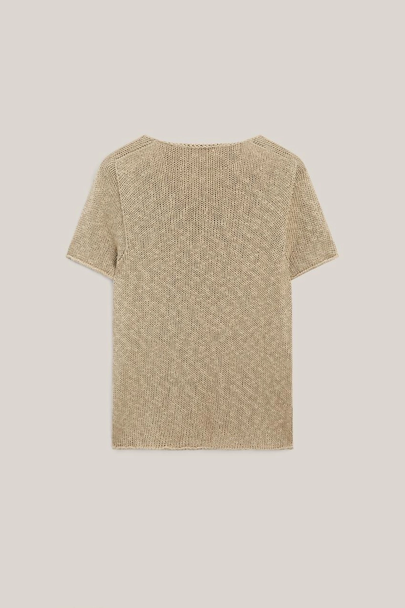 Кофта с короткими рукавами из текстурированной льняной смеси - limited edition