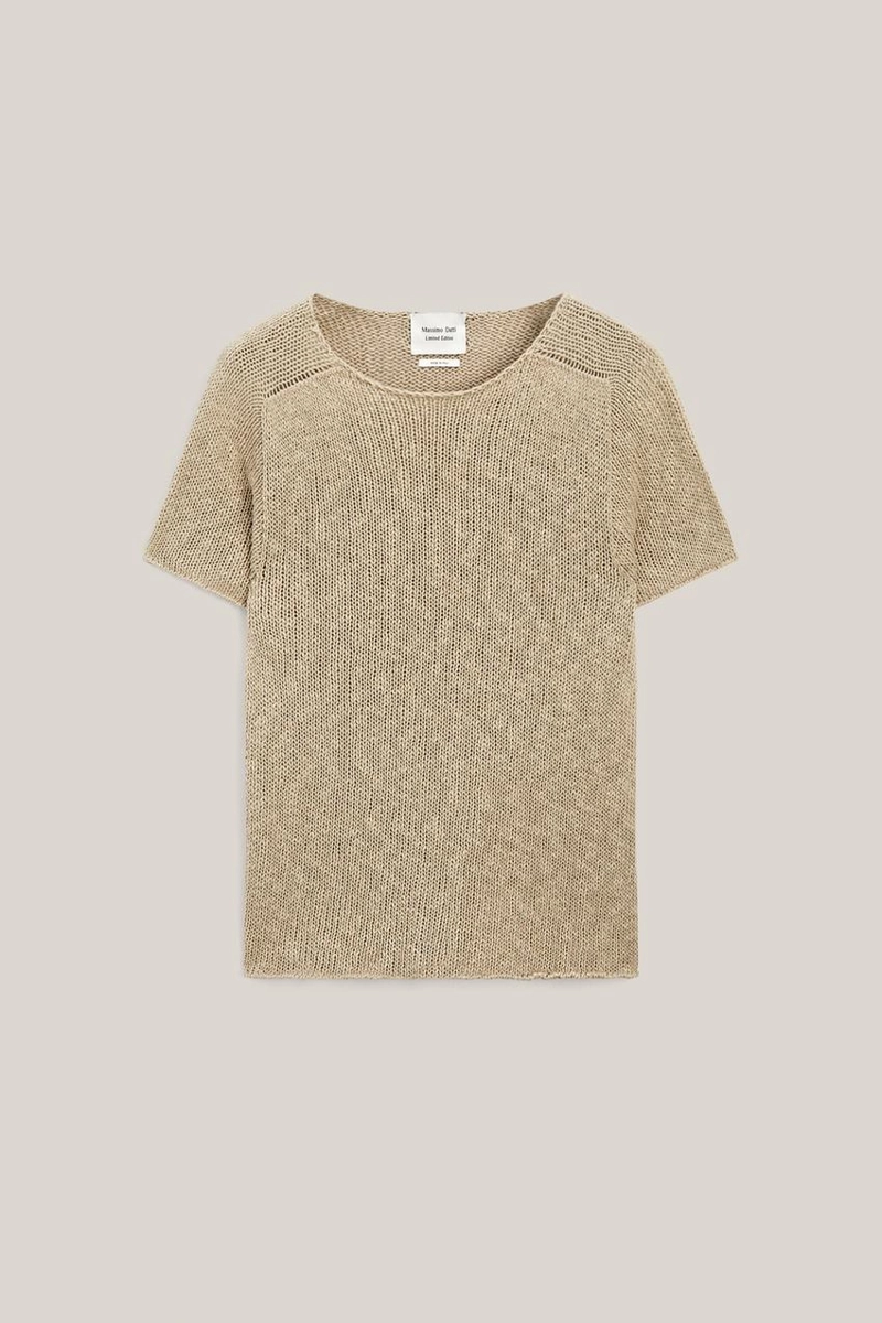 Кофта с короткими рукавами из текстурированной льняной смеси - limited edition