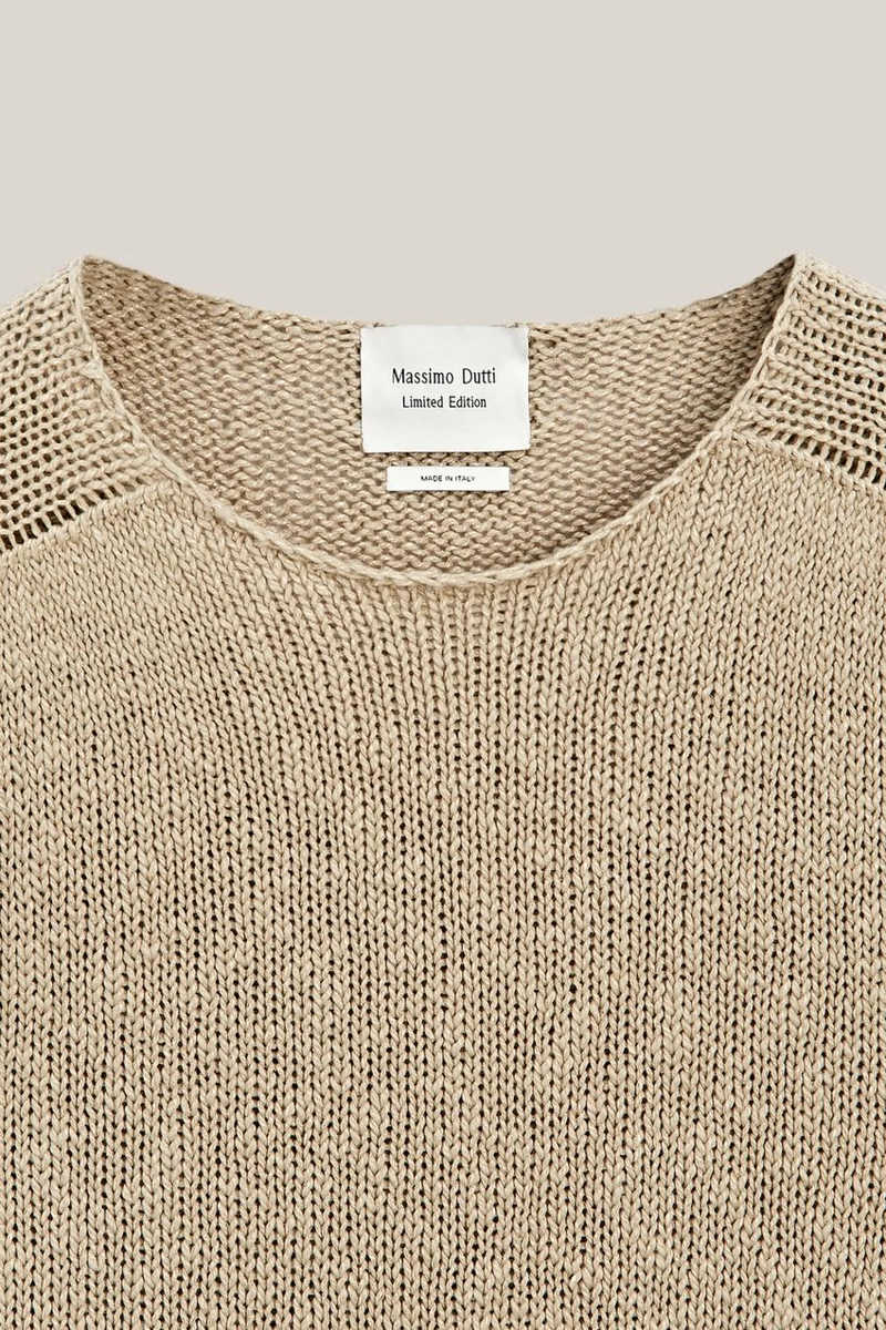 Кофта с короткими рукавами из текстурированной льняной смеси - limited edition