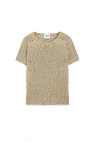 Кофта с короткими рукавами из текстурированной льняной смеси - limited edition- Заказать в России