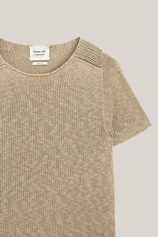 Кофта с короткими рукавами из текстурированной льняной смеси - limited edition- Заказать в России