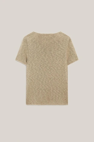 Кофта с короткими рукавами из текстурированной льняной смеси - limited edition- Заказать в России