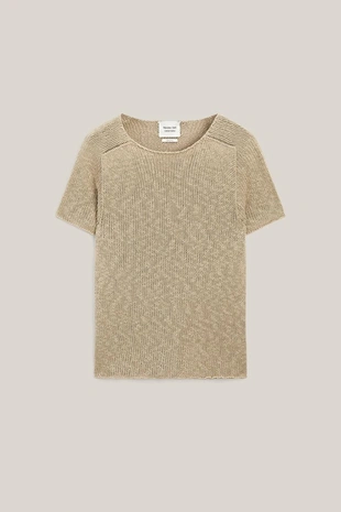 Кофта с короткими рукавами из текстурированной льняной смеси - limited edition- Заказать в России