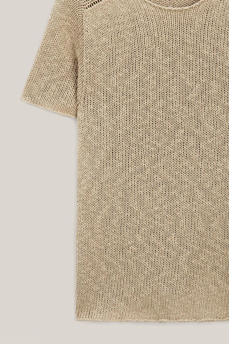Кофта с короткими рукавами из текстурированной льняной смеси - limited edition