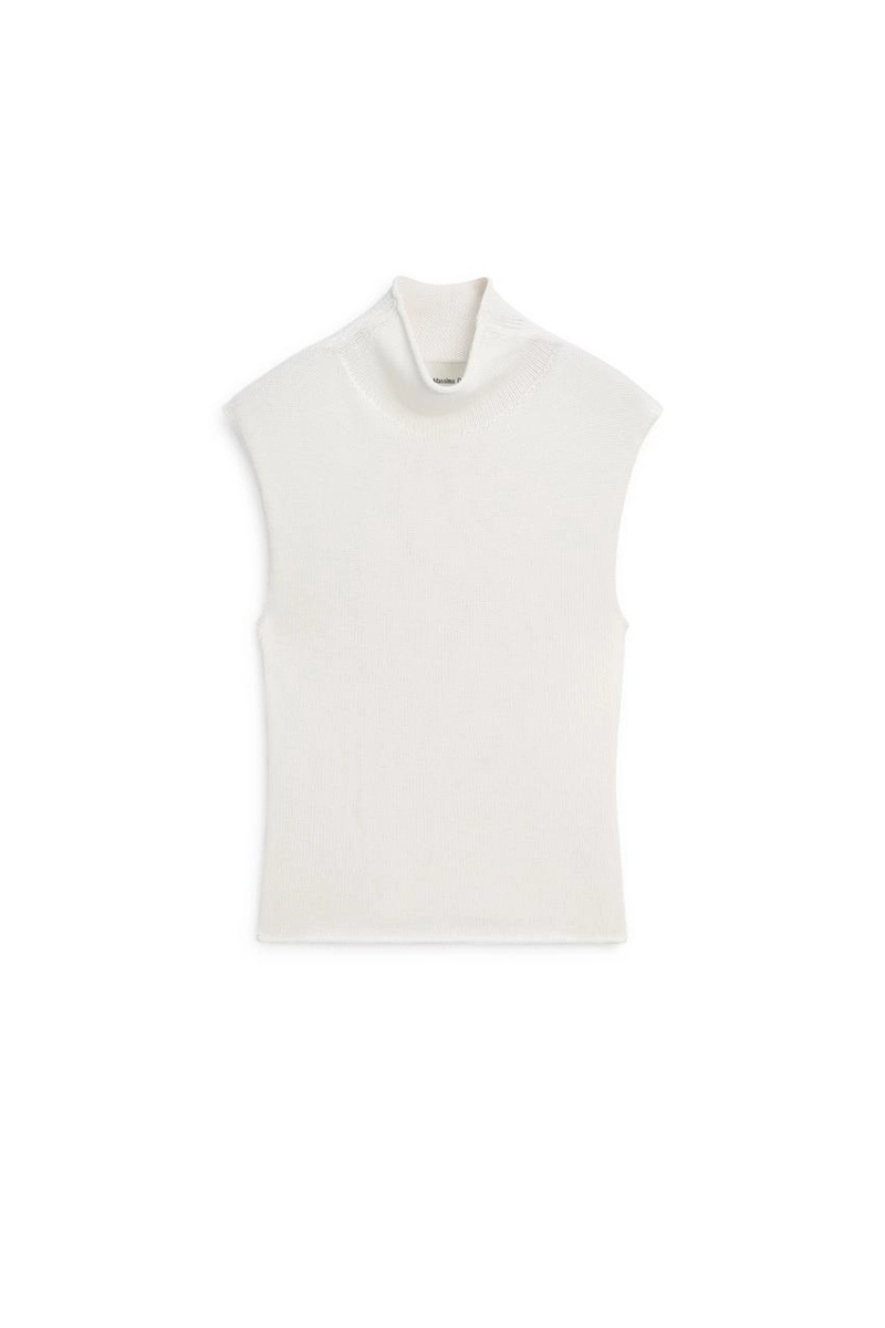 Вязанный топ с мокрым воротником из хлопка и шелка - лимитированная коллекция