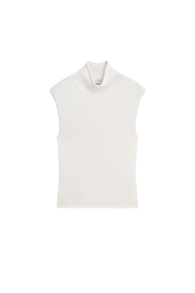 Вязанный топ с мокрым воротником из хлопка и шелка - лимитированная коллекция