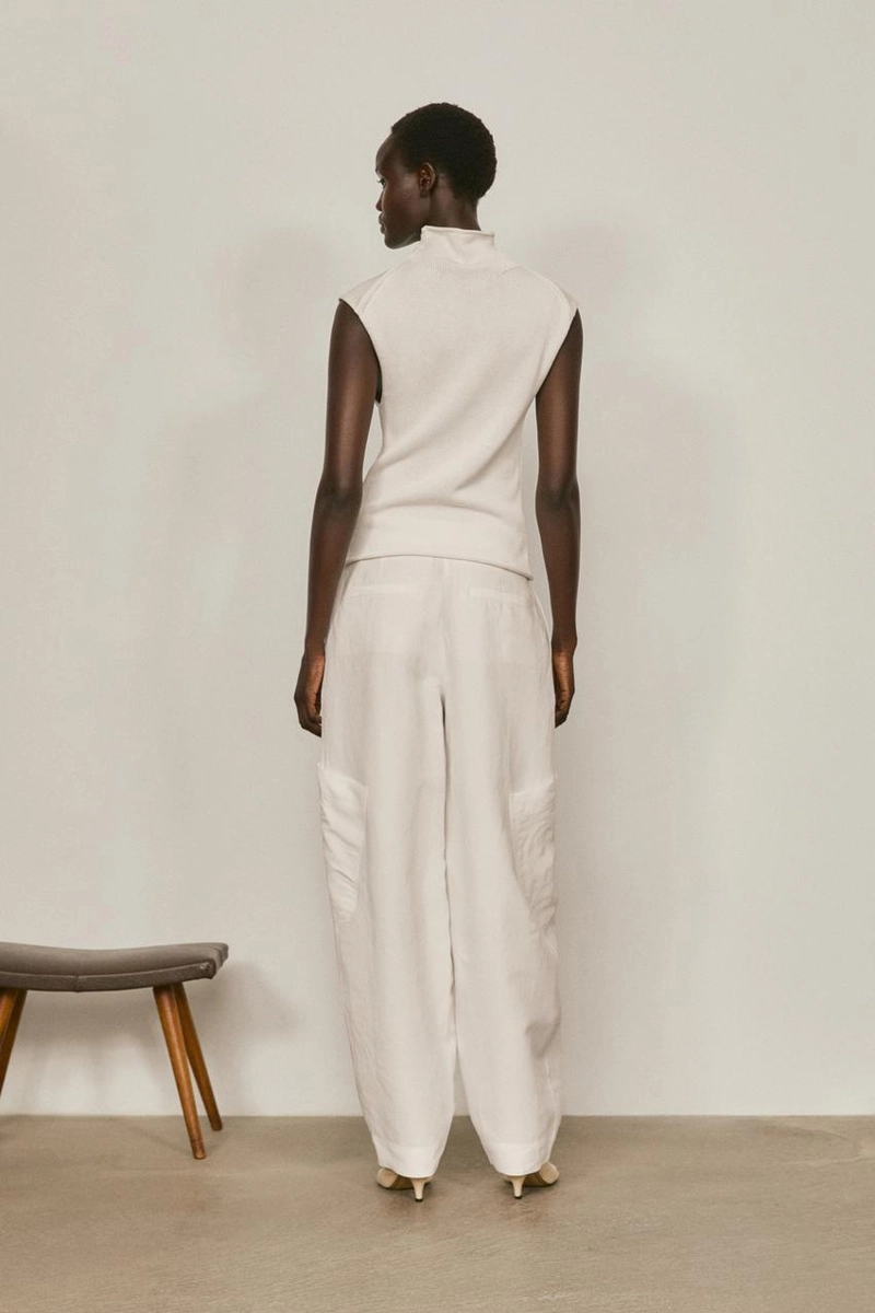 Вязанный топ с мокрым воротником из хлопка и шелка - лимитированная коллекция