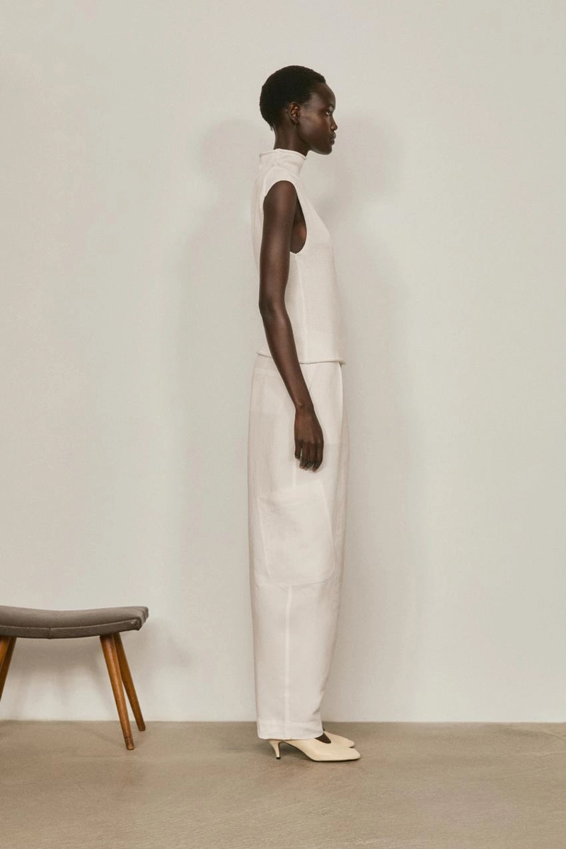 Вязанный топ с мокрым воротником из хлопка и шелка - лимитированная коллекция