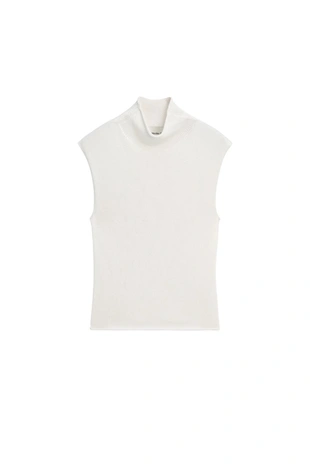 Вязанный топ с мокрым воротником из хлопка и шелка - лимитированная коллекция- Заказать в России