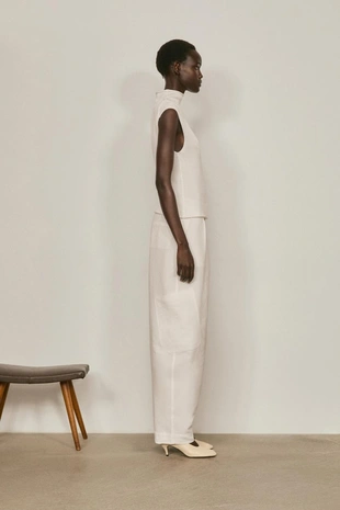 Вязанный топ с мокрым воротником из хлопка и шелка - лимитированная коллекция- Заказать в России