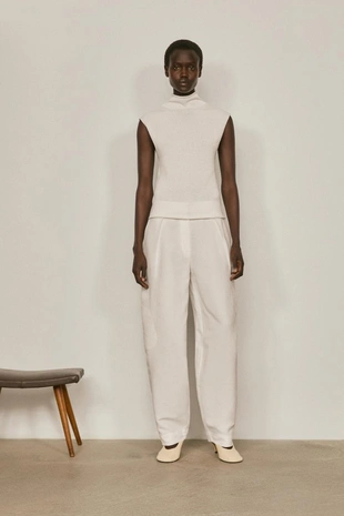 Вязанный топ с мокрым воротником из хлопка и шелка - лимитированная коллекция- Заказать в России