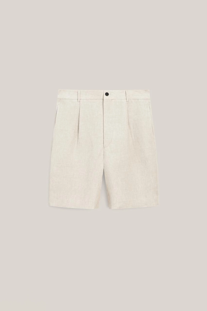Бермуды из льна с защипами - лимитированная коллекция