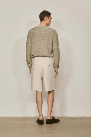 Бермуды из льна с защипами - лимитированная коллекция- Заказать в России