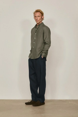 GREEN | 2076/880/500 - Massimo Dutti Рубашка из чистого льна EXTRA FINE - LIMITED EDITION