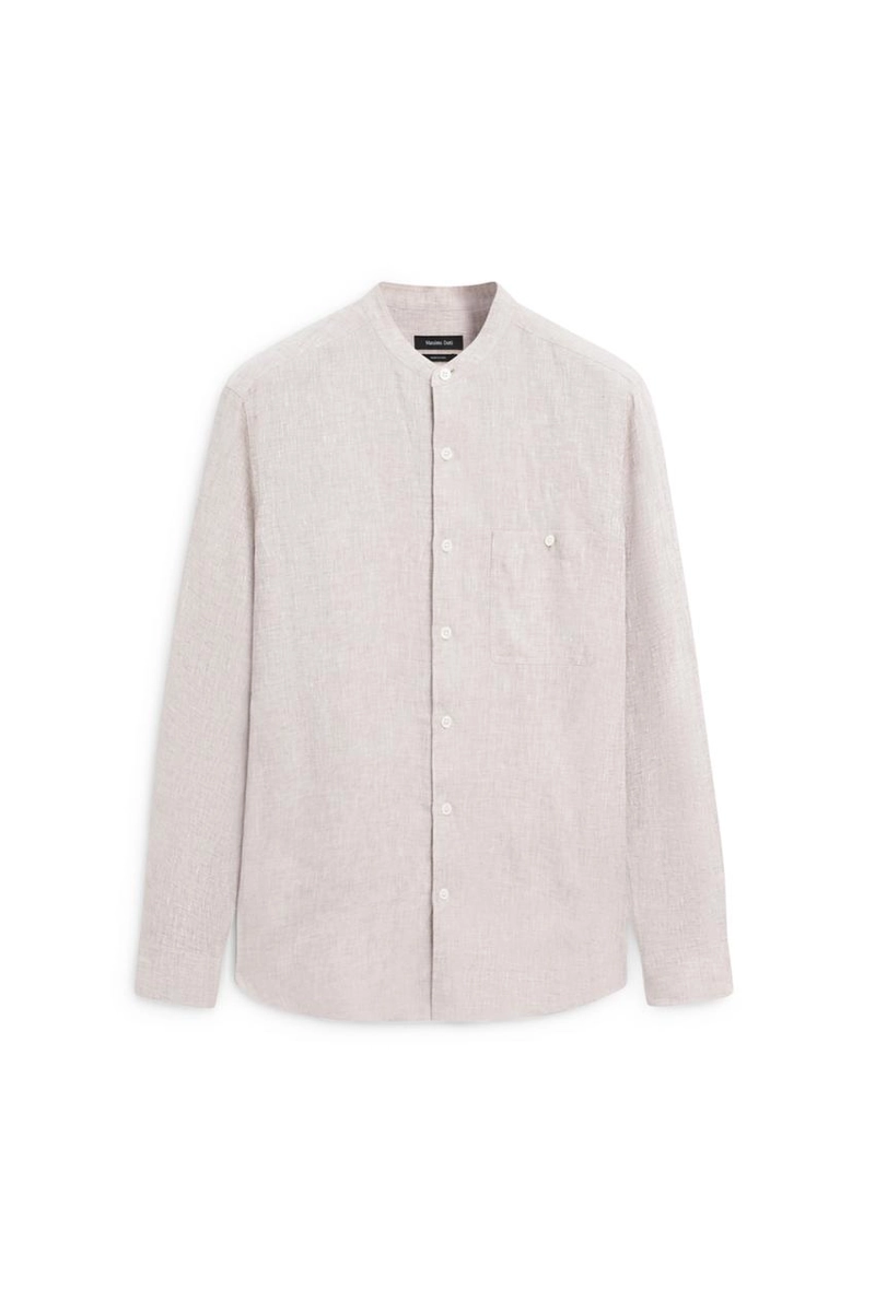 Рубашка с воротником-стойкой из 100% льна - лимитированная коллекция