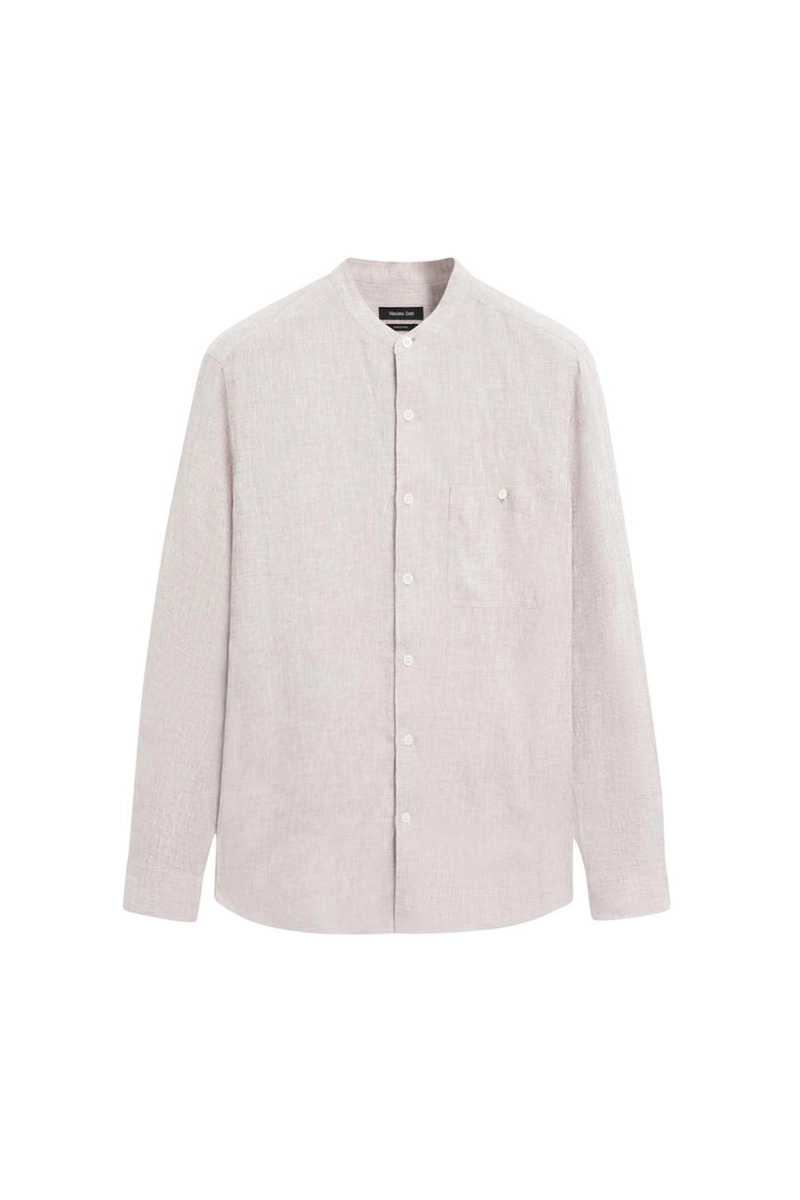 Рубашка с воротником-стойкой из 100% льна - лимитированная коллекция