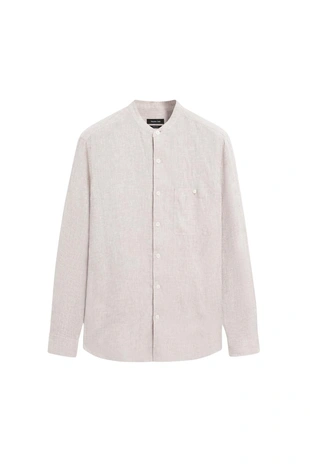 Купить Massimo Dutti Рубашка с воротником-стойкой из 100% льна - лимитированная коллекция