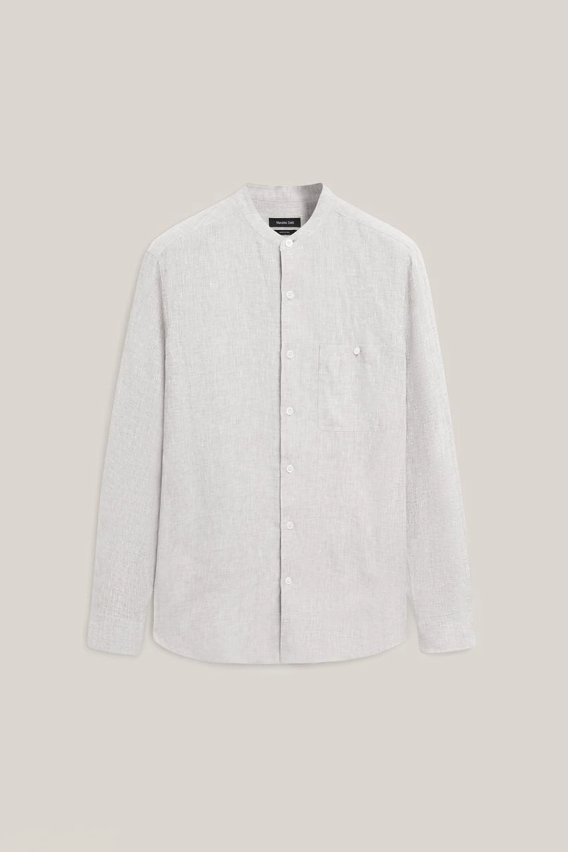 Рубашка с воротником-стойкой из 100% льна - лимитированная коллекция