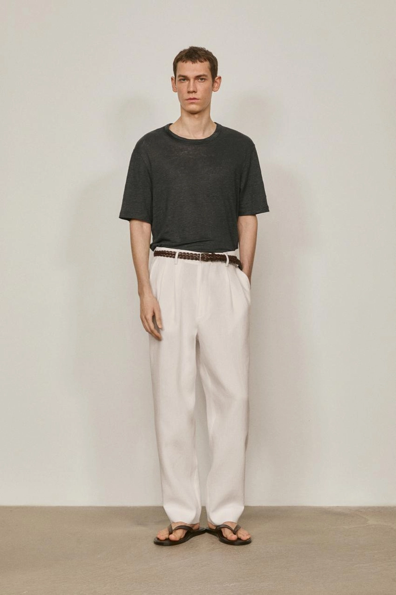 Футболка с короткими рукавами из 100% льна - лимитированная коллекция