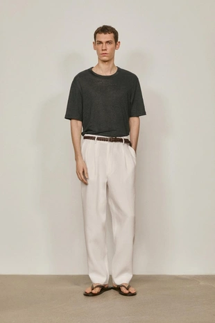 Футболка с короткими рукавами из 100% льна - лимитированная коллекция- Заказать в России