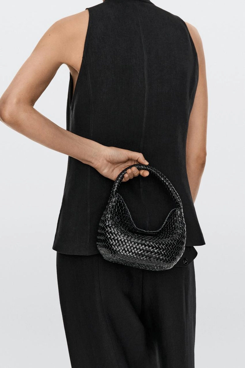 Мини-сумка из плетеной кожи нубука