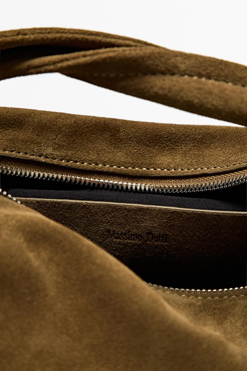 Женская сумка через плечо из разделанной замши