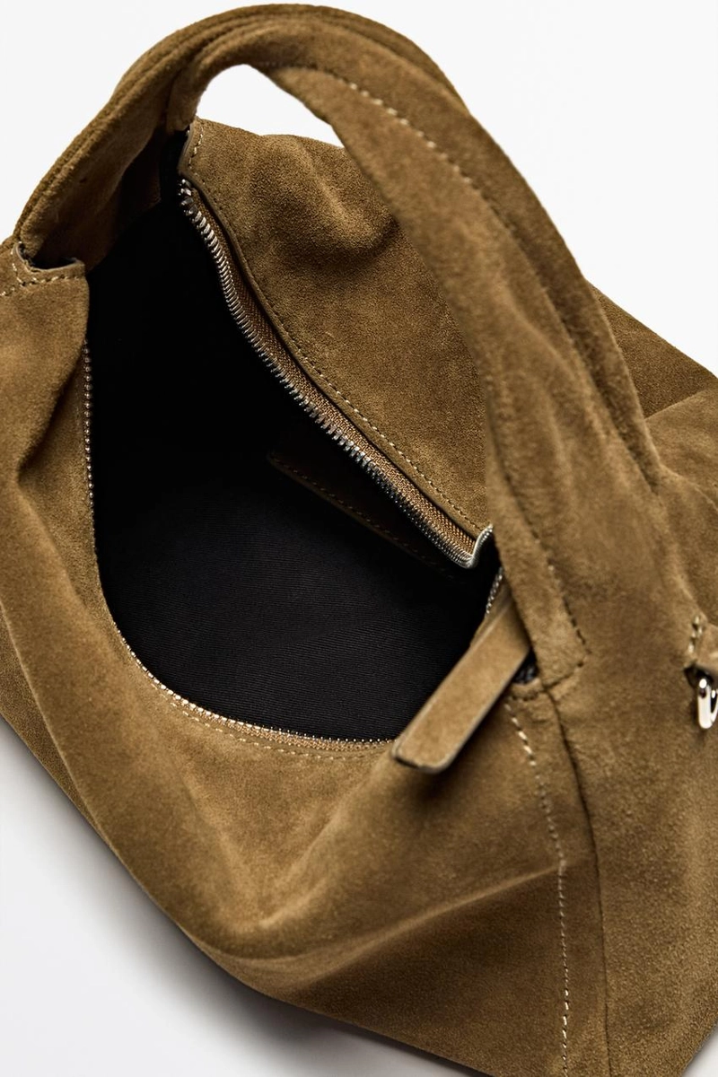 Женская сумка через плечо из разделанной замши